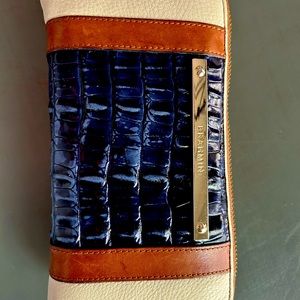 Brahmin blue tan off white wallet women’s